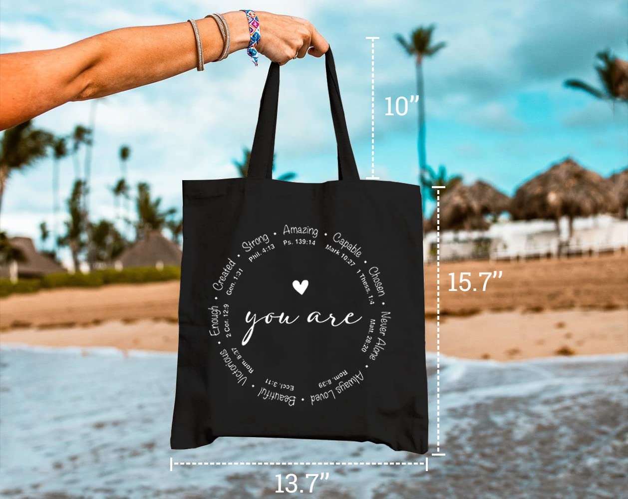 Inspirational Canvas Tote Bag for Women - Reusable Grocery & Travel Bag for Shopping, Church & Daily Use