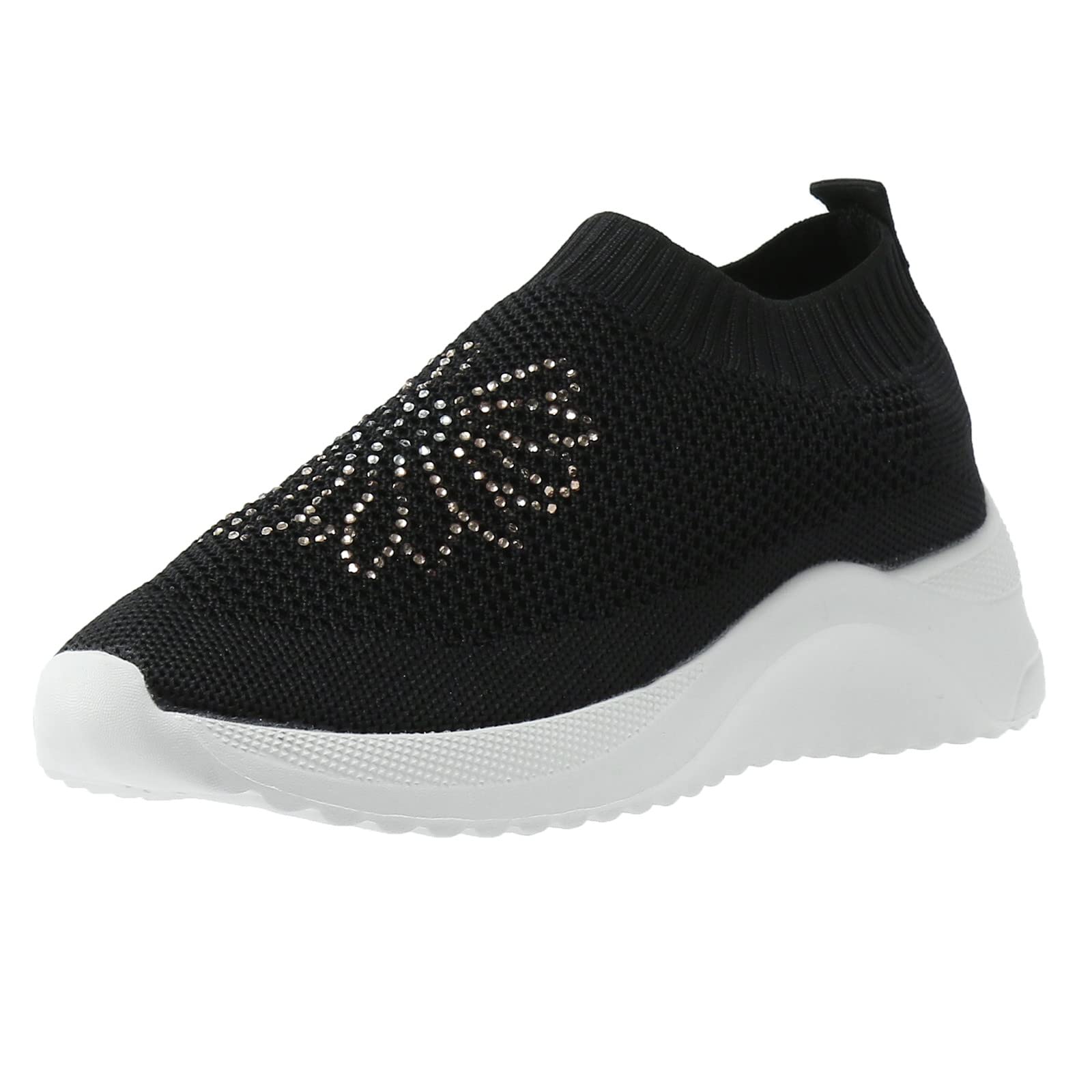 Women's Casual Mesh Running Sneakers with Rhinestone Details - Breathable Lightweight Sport Shoes for Jogging, Gym & Outdoor Activities