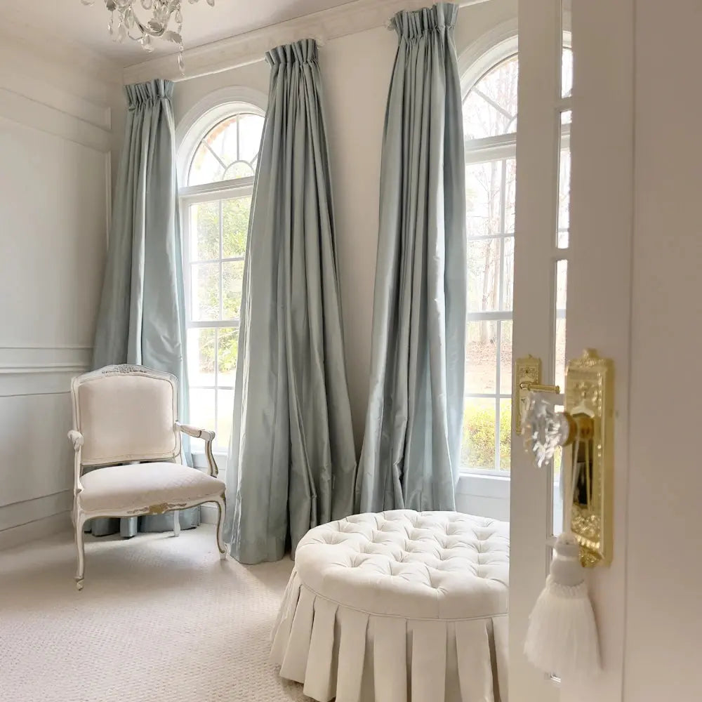 Selman Dupioni Silk Drapery Pleated Curtains - Elegant Window Treatments for Living Room & Bedroom