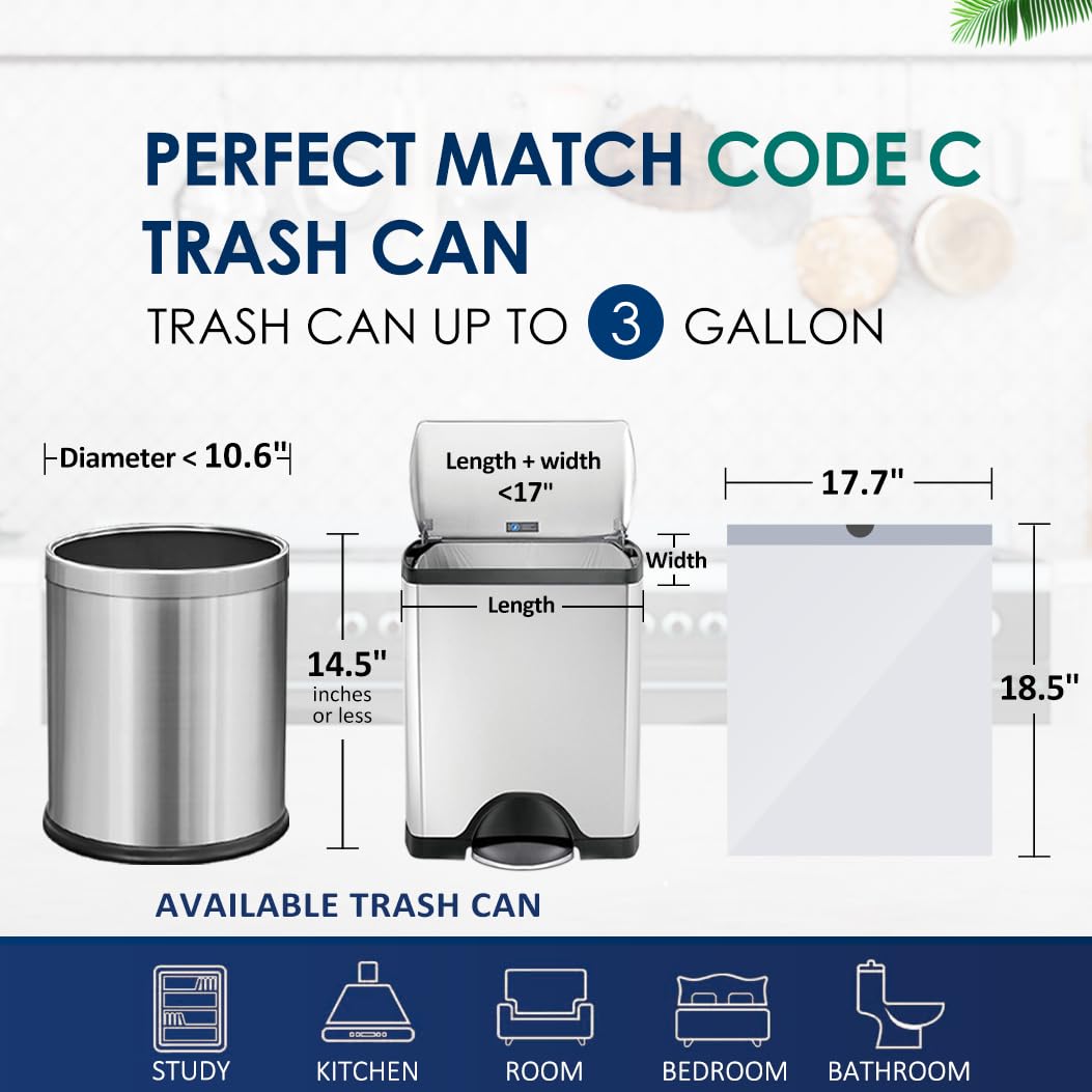RayPard 3 Gallon 120 Counts Strong Drawstring Trash Bags - Small Garbage Can Liners for Home, Office, Kitchen, Bathroom & Bedroom - White Waste Basket Bags for Easy Disposal & Odor Control
