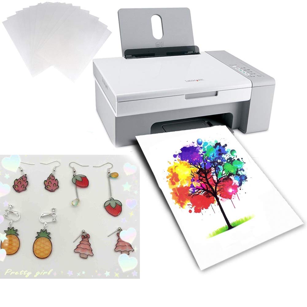 SUEIANNMN 10PCS A4 Printable Heat Shrink Plastic Sheets for DIY Jewelry Making - Semitransparent Shrink Film for Inkjet Printers, Crafts & Art Projects | Perfect for Homemade Earrings, Keychains & Pendants