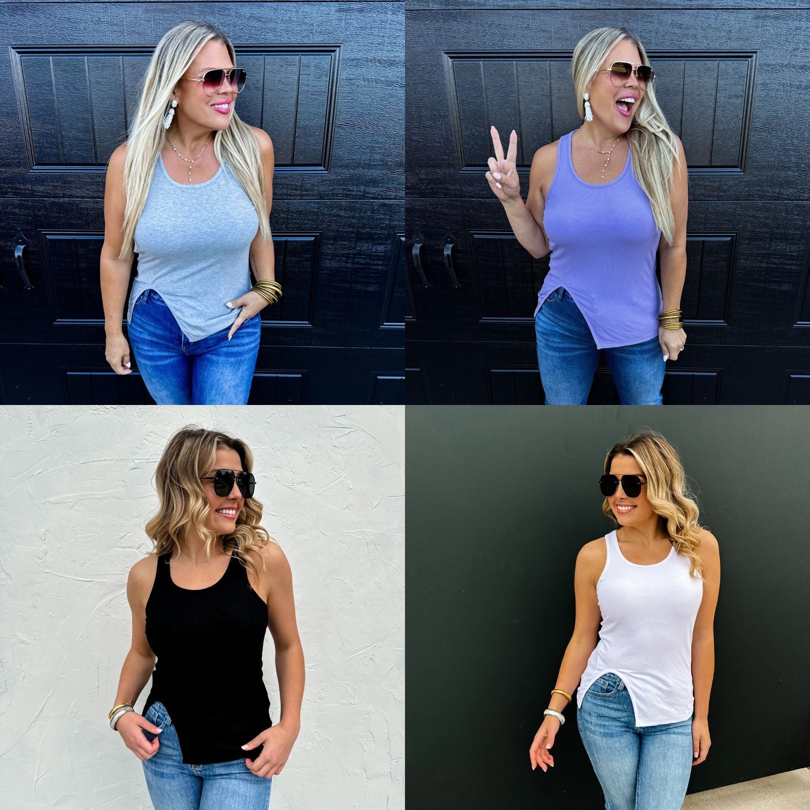 Gabby Side Slit Tank Top - 4 Color Options | Preorder Now | Perfect for Yoga, Gym & Summer Outfits