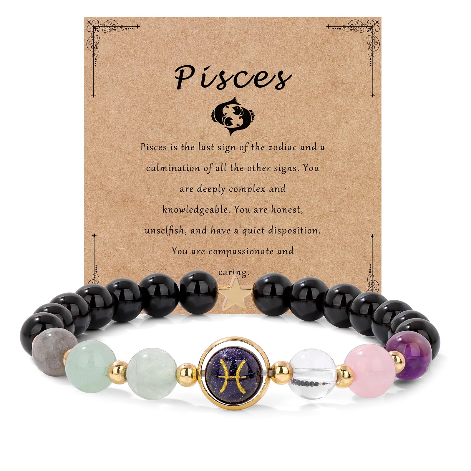 12 Constellations Healing Crystal Zodiac Bracelet for Women - Birthstone Beaded Horoscope Spiritual Jewelry Gift for Birthday, Christmas & Daily Wear