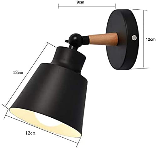 HOREVO Nordic Wall Sconce Light Fixture - Macaron Edison Copper Lamp Holder - E27 Aisle Corridor Lighting - Black Bedside Reading Lamp for Living Room, Bedroom & Hallway