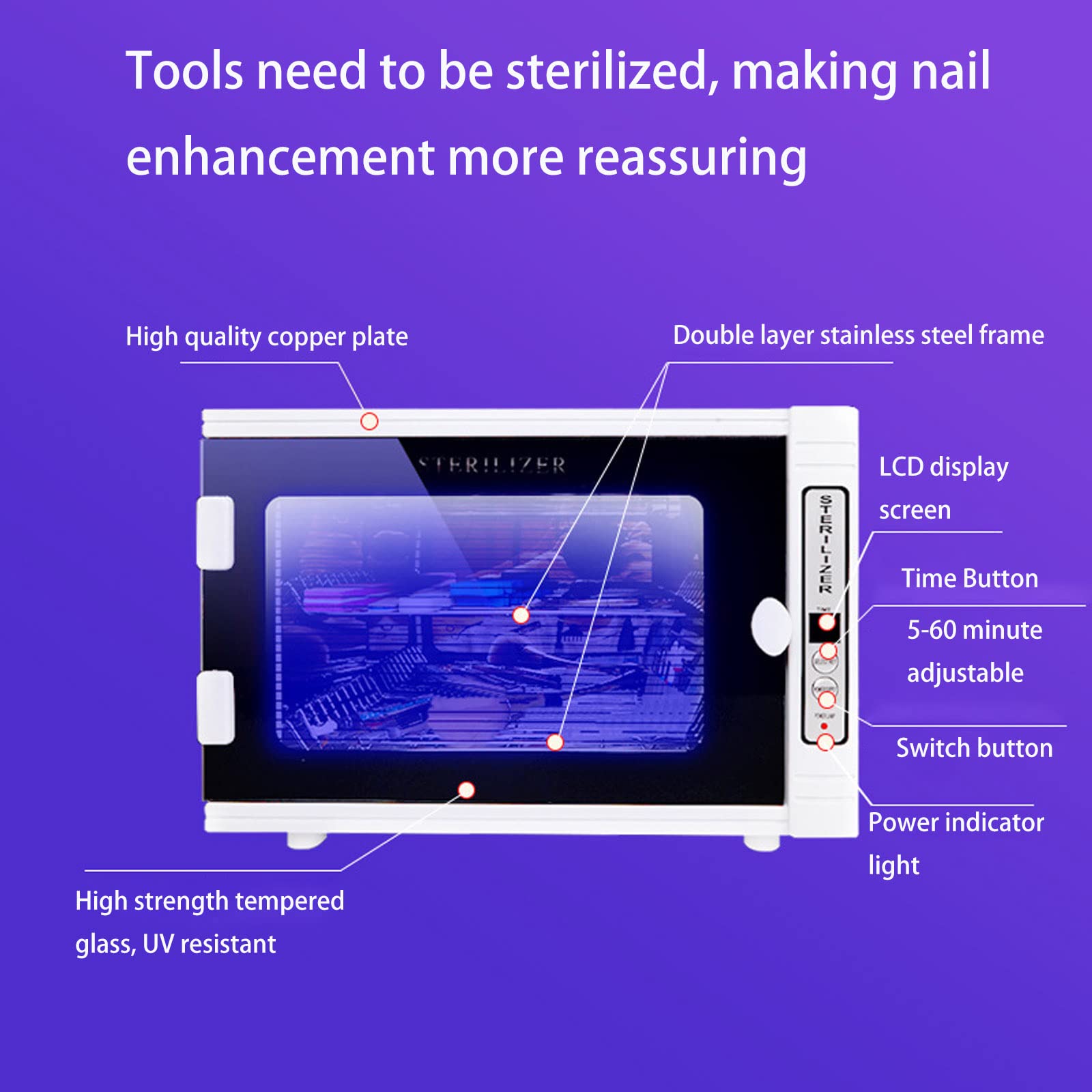 Professional 9L Large Capacity Nail Tool Sterilizer & Barber Sanitizer Cabinet - UV Sanitizing Box with Stainless Steel Tray for Spa, Salon & Beauty Tools - Perfect for Nail Salons, Barbershops & Home Use