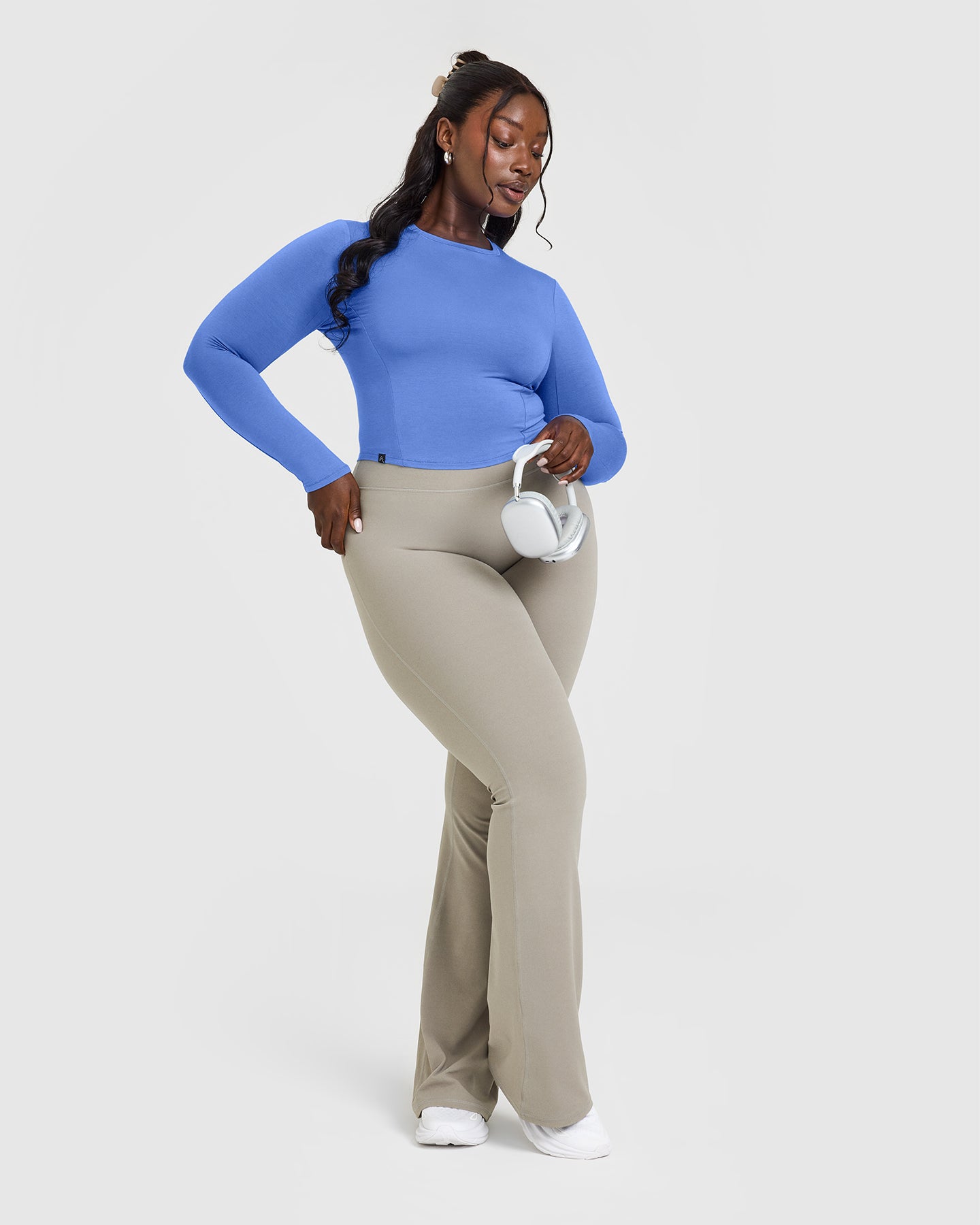 Mellow™ Soft Mid Long Sleeve Women's T-Shirt - Glaucous Blue | Comfortable Casual Top for Everyday Wear, Work & Outings