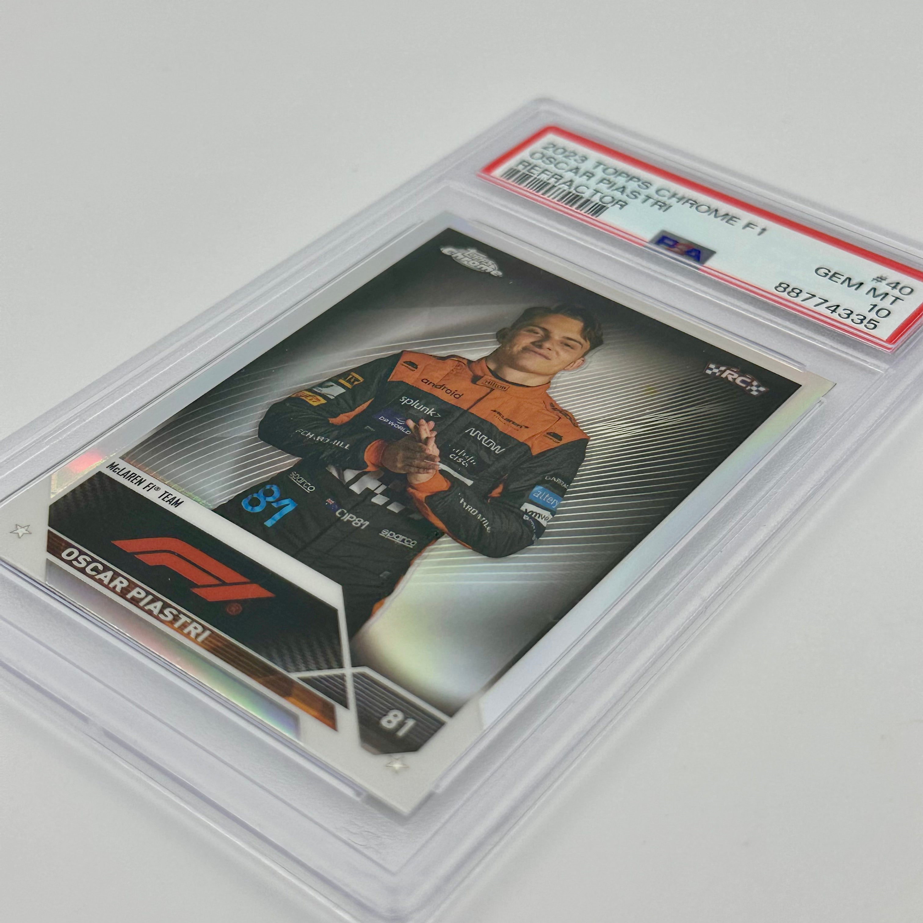PSA 10 Oscar Piastri #40 2023 Topps Chrome Refractor Rookie Card - Perfect for Collectors, Sports Memorabilia Enthusiasts & Investment