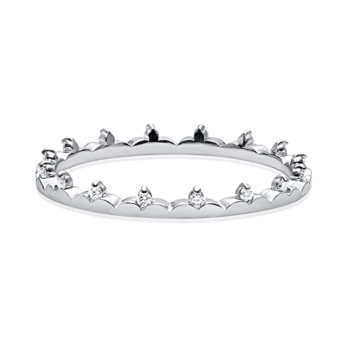 14K Gold Diamond Crown Ring for Women - Princess Tiara Wedding Band, Stackable Queen Bridal Ring, Elegant Jewelry Gift for Her | Perfect for Engagement, Anniversary, and Special Occasions