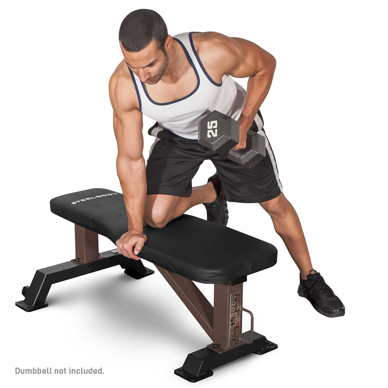 SteelBody Flat Weight Bench STB 10101 - Heavy Duty Adjustable Workout Bench for Home Gym Strength Training & Bodybuilding Exercises