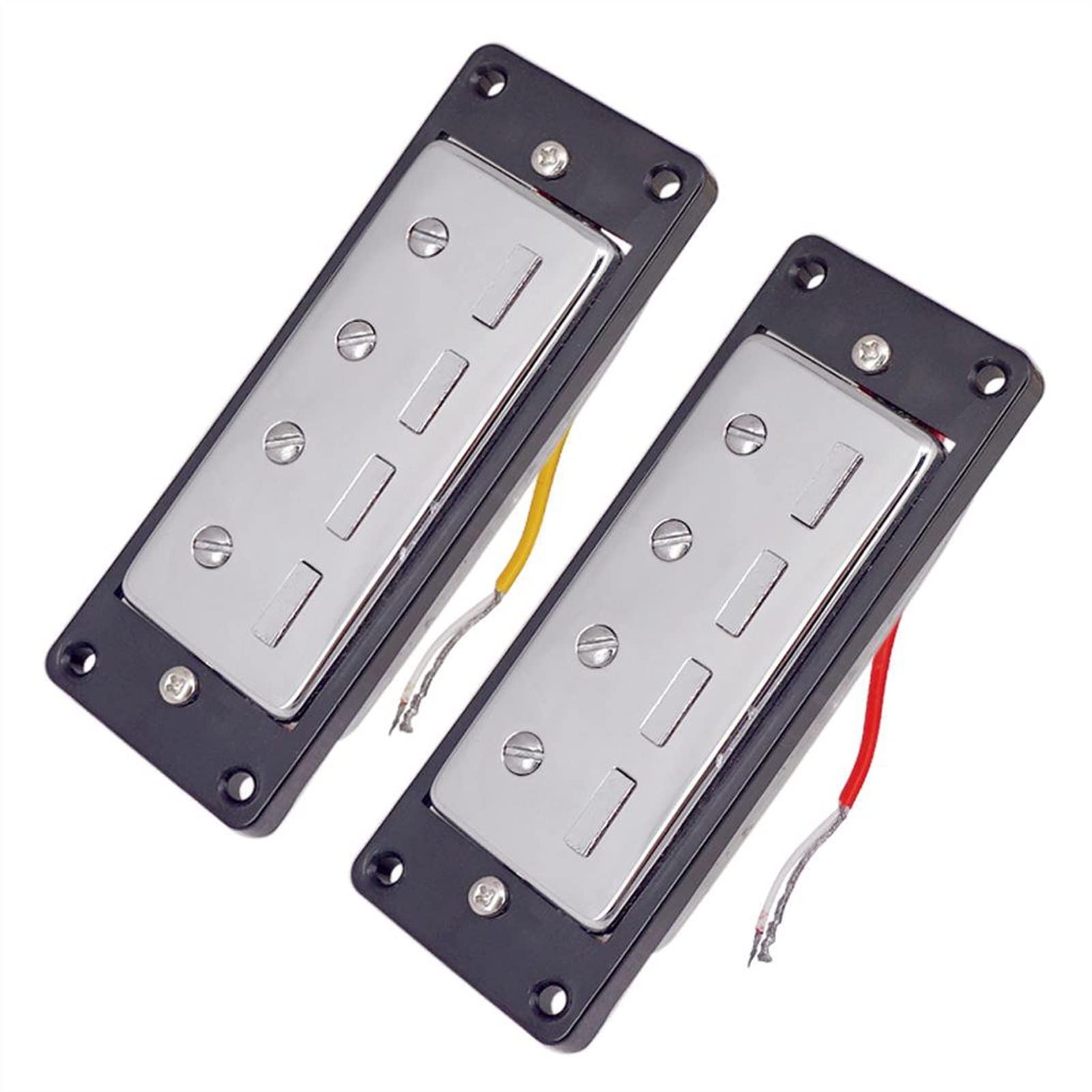 2pcs Black Plastic Humbucker Pickups Set for 4-String Electric Bass Guitar - Bridge & Neck Position - DIY Replacement Parts for Enhanced Sound Quality | Perfect for Rock, Metal & Blues Performances
