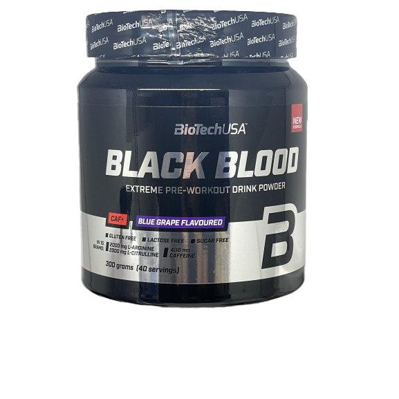 BioTechUSA Black Blood CAF+ Pre-Workout Supplement - Blue Grape Flavor | Energy Booster for Gym & Fitness Training | Ideal for Bodybuilding & Intense Workouts