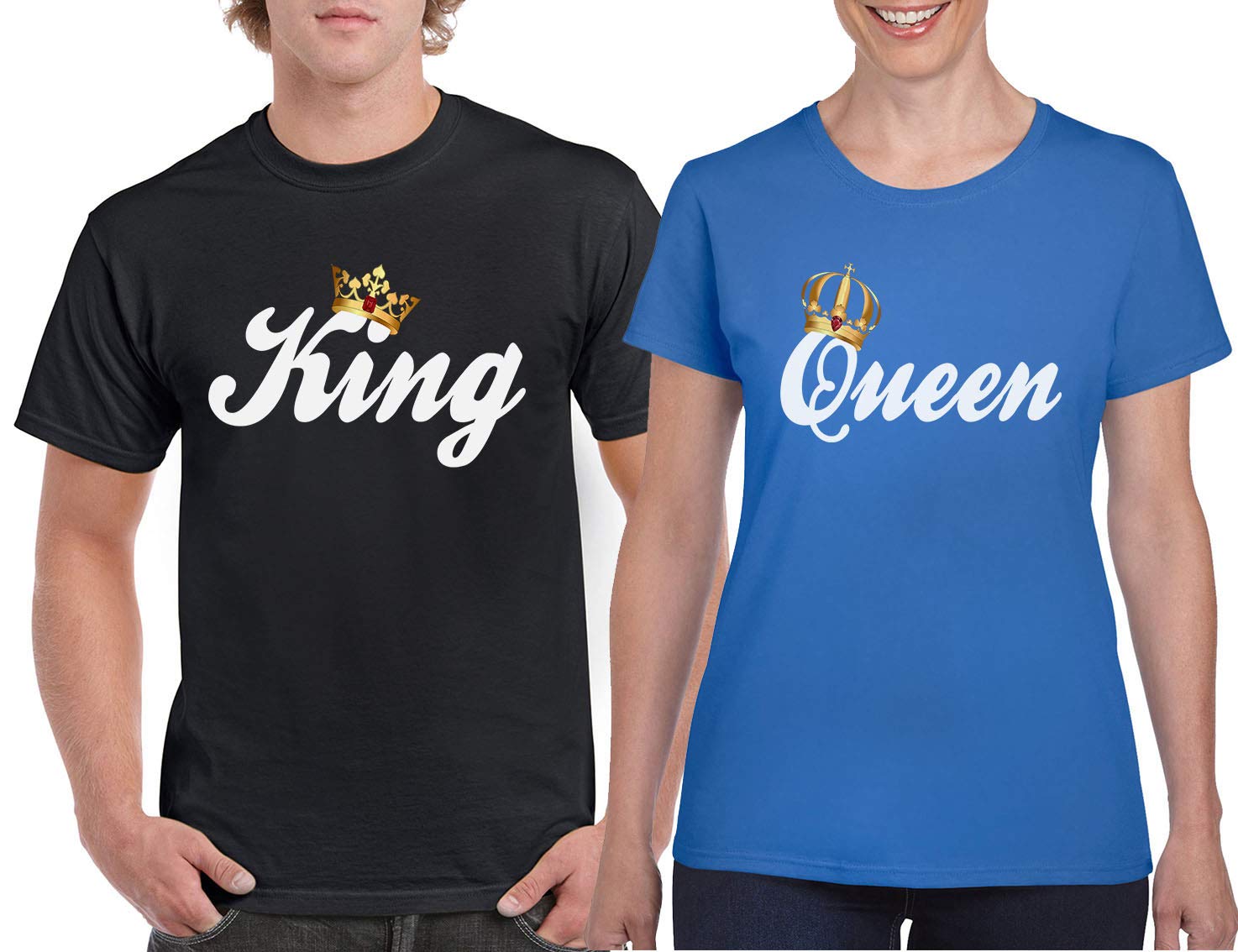 King & Queen Matching Couple T-Shirts - His & Her Love Tees for Valentine's Day, Anniversary & Romantic Dates