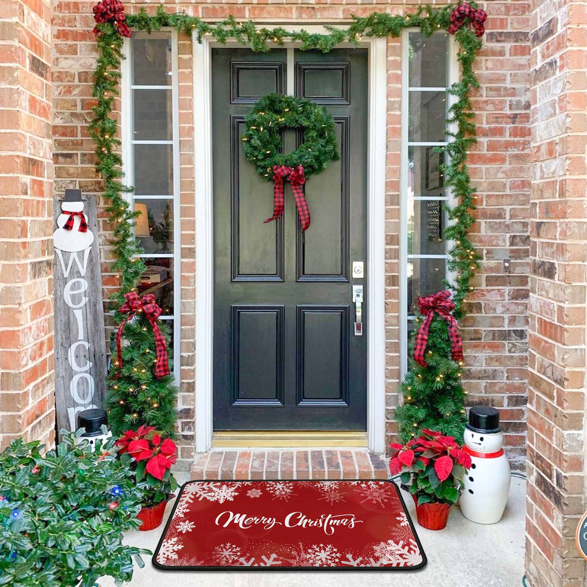 Non-Slip Christmas Kitchen Rugs Set of 2 - Washable Holiday Floor Mats with Anti-Skid Backing, Festive Xmas Decor for Home Kitchen & Entryway - Perfect for Holiday Gatherings & Winter Home Decor