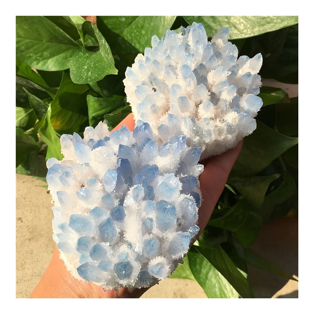Natural Blue Quartz Crystal Cluster - 400-450g Freeform Reiki Healing Stone for Home, Office & Aquarium Decor | Spiritual Decor, Feng Shui, Meditation & Energy Healing Accessories