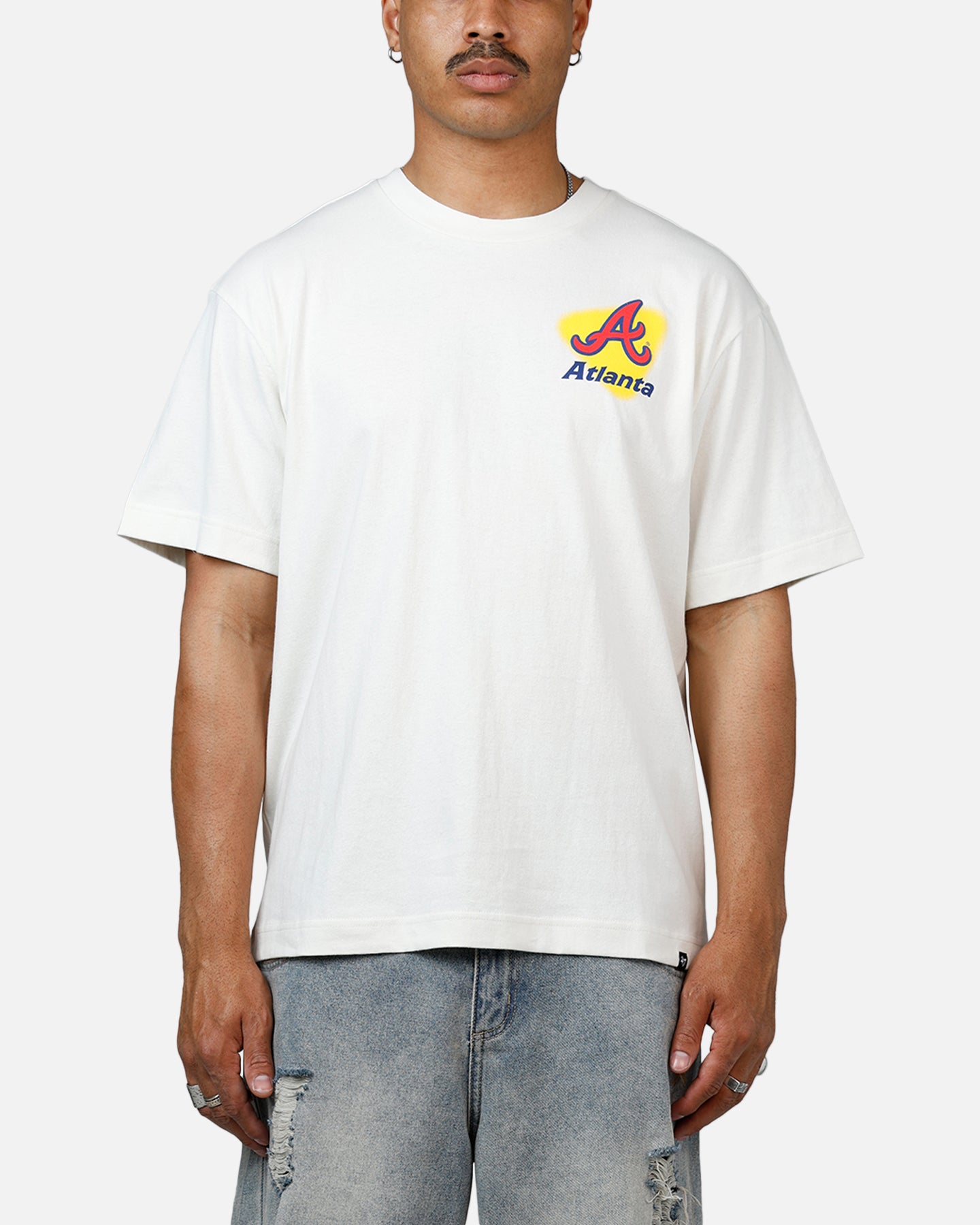 47 Brand Atlanta Braves All Fire T-Shirt - White | MLB Fan Apparel for Men & Women | Game Day, Casual Wear & Braves Support