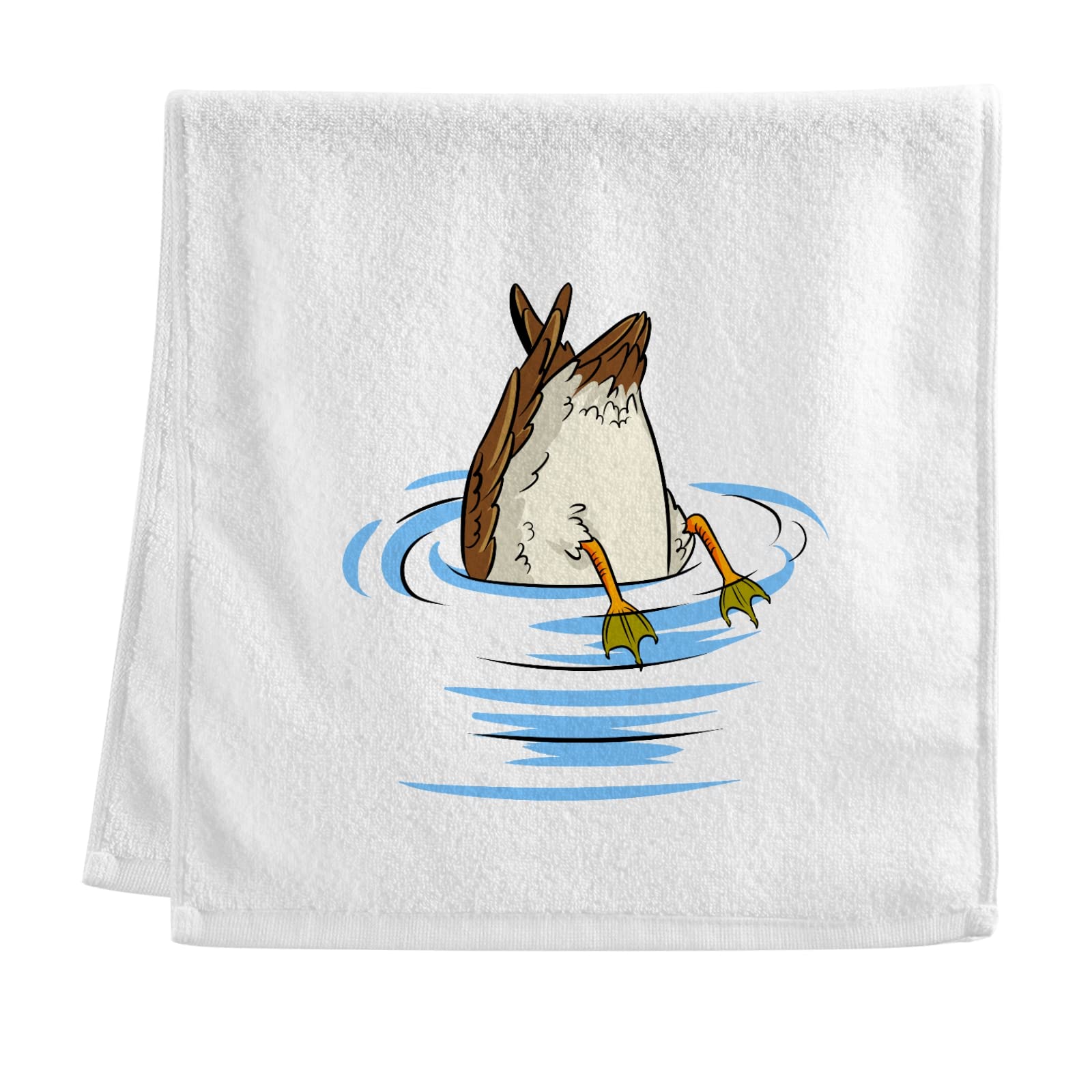 Soft Cotton Face Wash Towels - Funny Duck Into The Pond Bird Bath Hand Towels (Set of 2, 16x30 Inches) for Gym, Bathroom & Guest Shower - Perfect for Workout, Spa & Home Decor