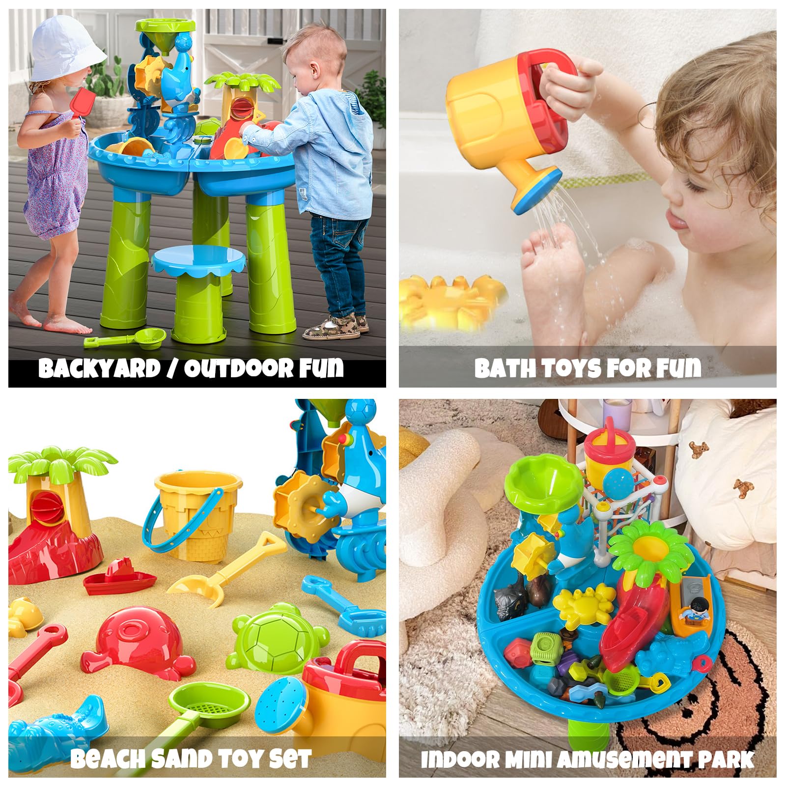 VINTOP Water Table & Sand Play Table for Toddlers 1-8 Years Old - Outdoor Sensory Activity Table with Beach Toys for Kids - Summer Backyard Water Play Set for Boys & Girls - Perfect for Beach Days, Backyard Fun, and Sensory Development Playtime