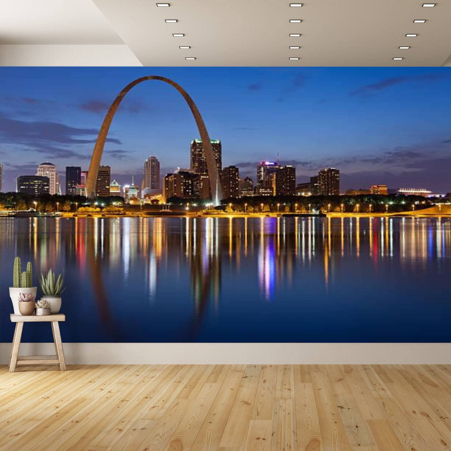 St. Louis Skyline PVC Peel and Stick Wallpaper - Removable Self-Adhesive Wall Mural for Living Room, Bedroom & Home Decor | Easy DIY Wall Sticker for Urban Apartment, Office or Dorm Room