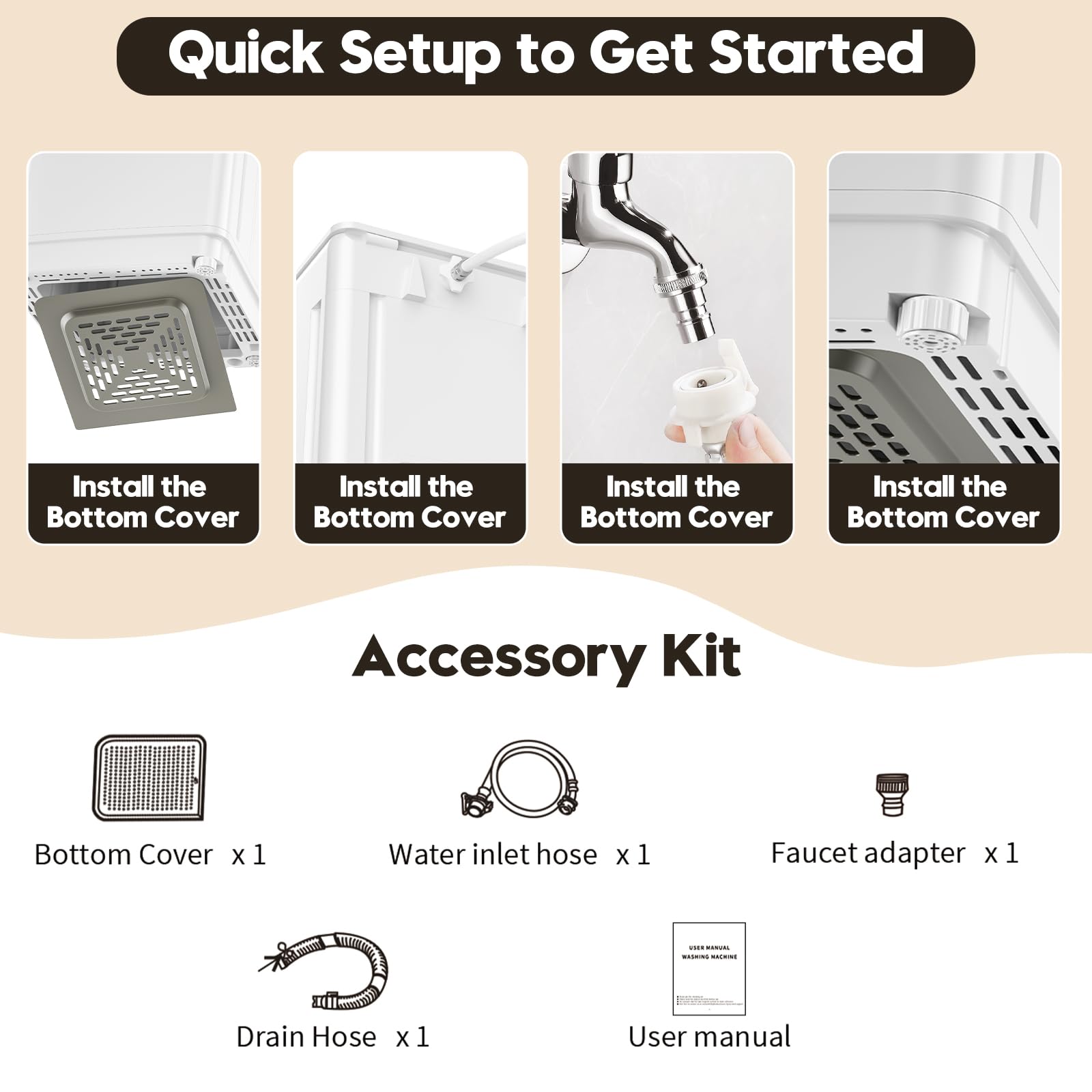 Auertech 18 lbs Portable Washer and 10 lbs Dryer Combo Set - Compact Fully Automatic Washing Machine for Small Spaces - Perfect for Apartments, RVs, Dorms, Camping & Laundry Rooms