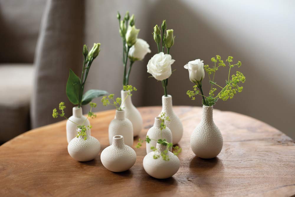 Pearl Stoneware Mini Vase Set of 3 - Elegant Ceramic Home Decor for Table Centerpieces, Wedding Decorations & Gift Ideas