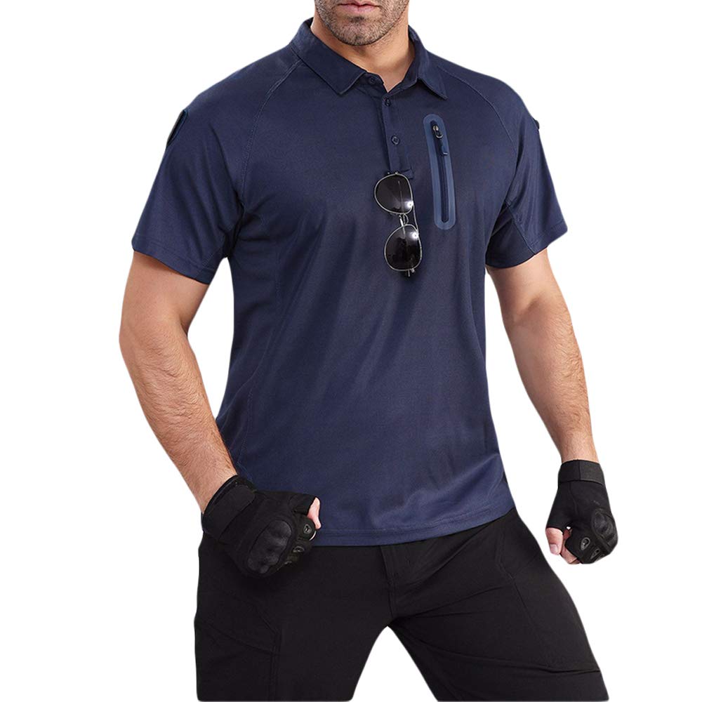 FTIMILD Men's Tactical Polo Shirt - Quick-Dry Moisture Wicking Short Sleeve Performance Shirt for Outdoor, Hiking, Camping & Work | Military Style Tactical Apparel