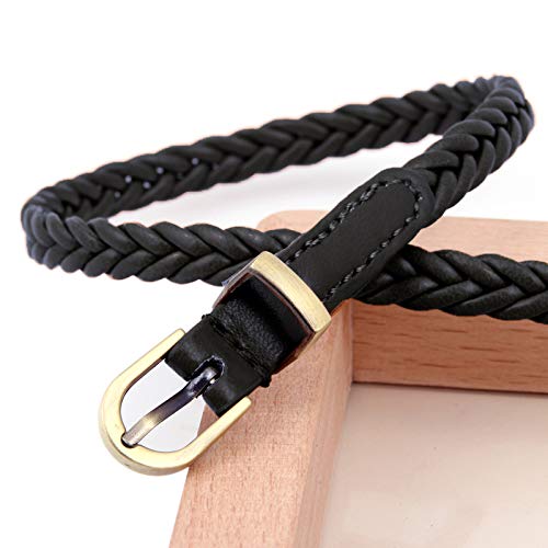 Ayliss Women's Braided PU Leather Skinny Belt - Thin Woven Waist Belt with Pin Buckle for Jeans, Pants & Dresses | Perfect for Casual, Office & Date Night Outfits