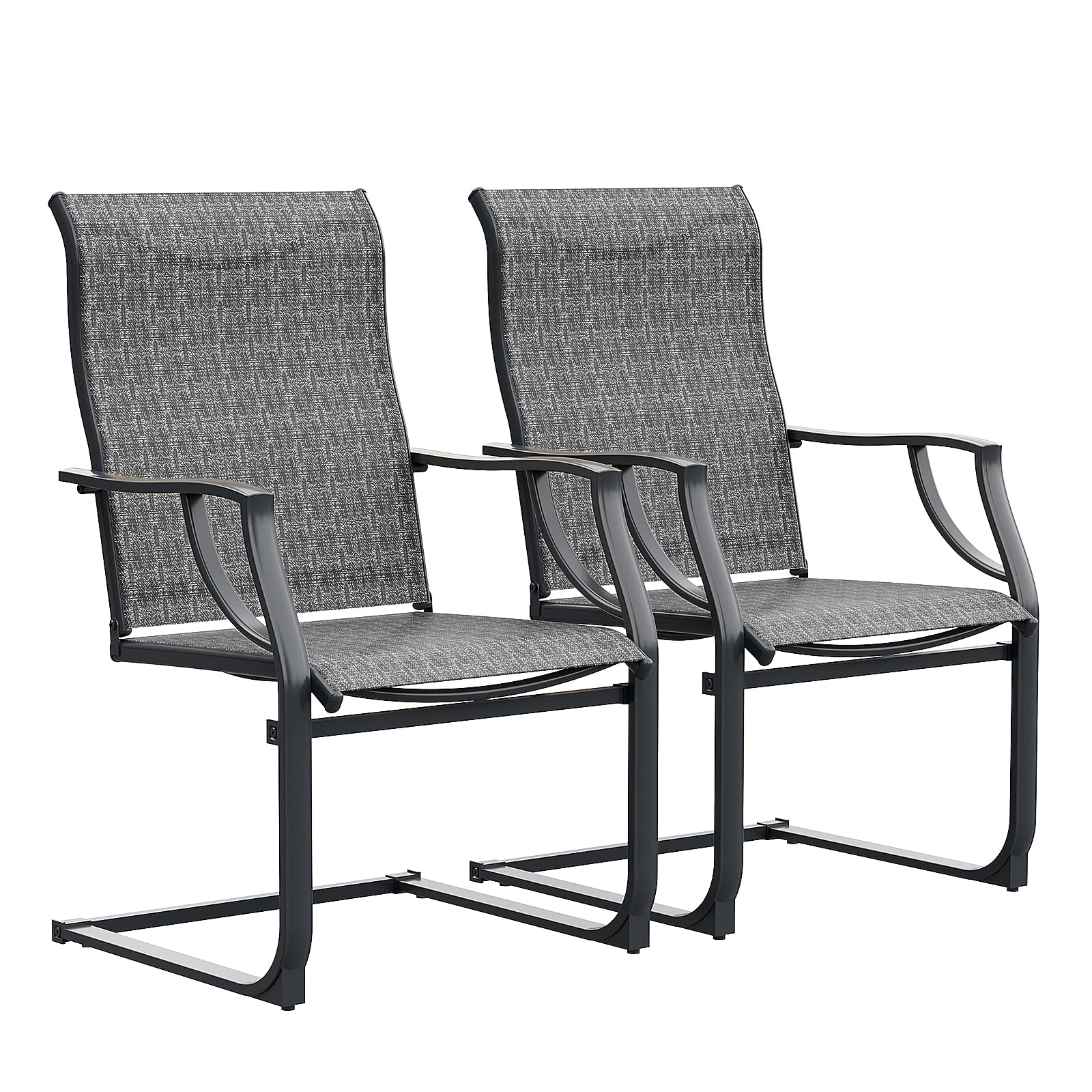 UDPATIO 2-Piece Patio Dining Chairs Set - High Back All-Weather Outdoor Chairs with Breathable Textile Fabric, Comfortable Garden Furniture for Deck, Lawn, Backyard & Poolside (Grey) - Perfect for Outdoor Dining, Lounging and Entertaining Guests