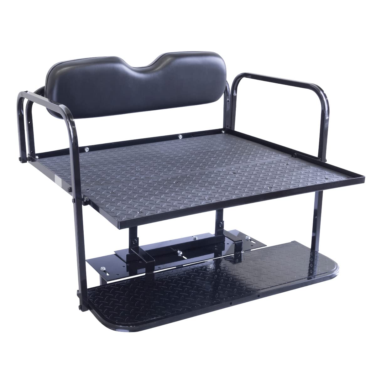 Club Car Precedent Golf Cart Rear Flip Seat Kit with Steel Frame - Compatible with 2004-Up Models (Black) | Heavy-Duty Upgrade for Golf Carts & Utility Vehicles | Perfect for Golf Courses, Resorts & Neighborhood Transport