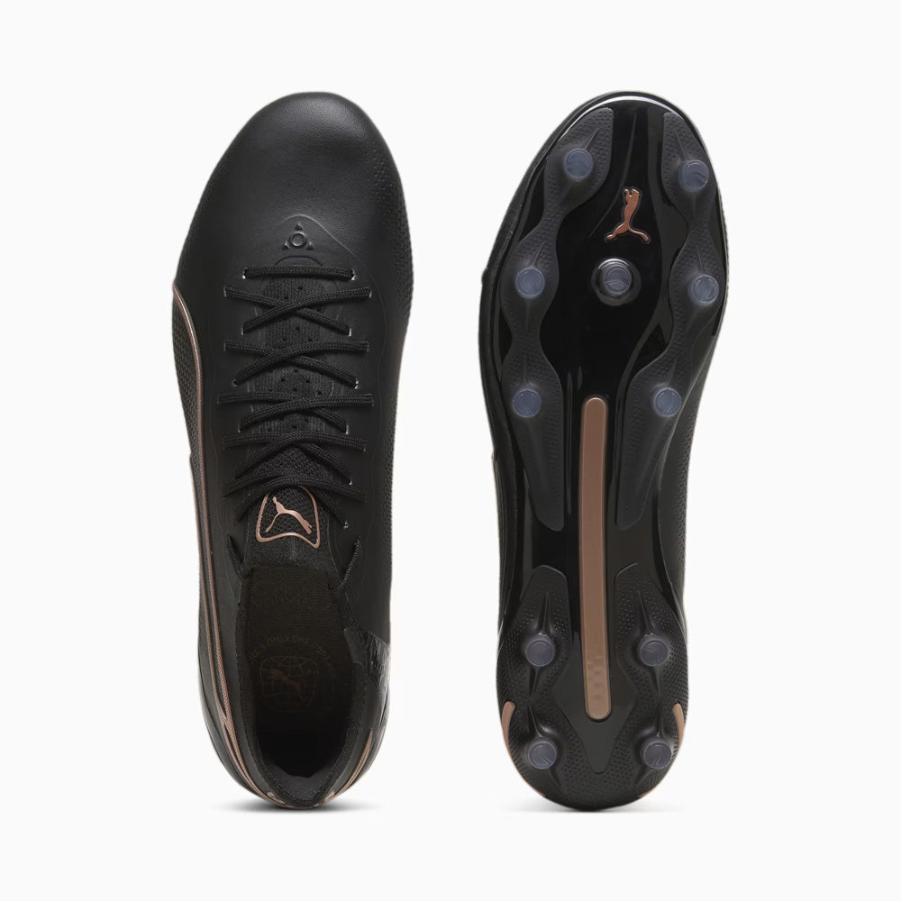 Puma King Ultimate FG/AG Soccer Cleats for Men - Black/Copper Rose Football Shoes | Perfect for Turf & Artificial Grass Fields, Competitive Matches & Training Sessions