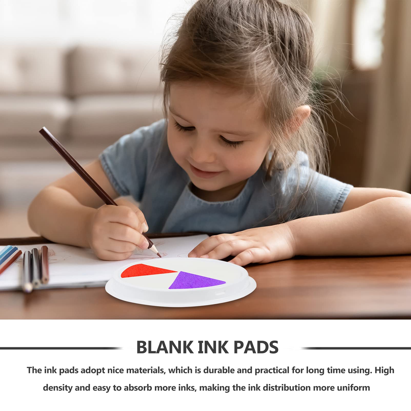 EXCEART 10-Pack Jumbo Blank Ink Pads for Finger Painting & Stamping - Round Colorless Rubber Oil Stamp Pads for Kids, DIY Crafts, Scrapbooking & Art Projects