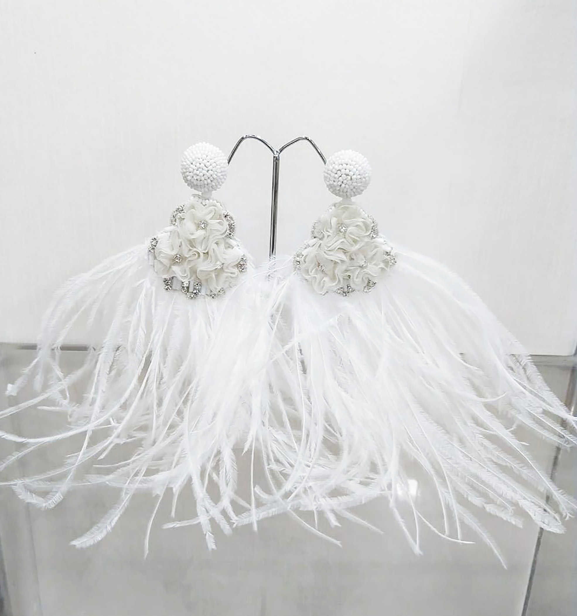 Handmade Ostrich Feather Earrings for Women - Boho Chic Statement Jewelry for Parties, Weddings & Special Occasions