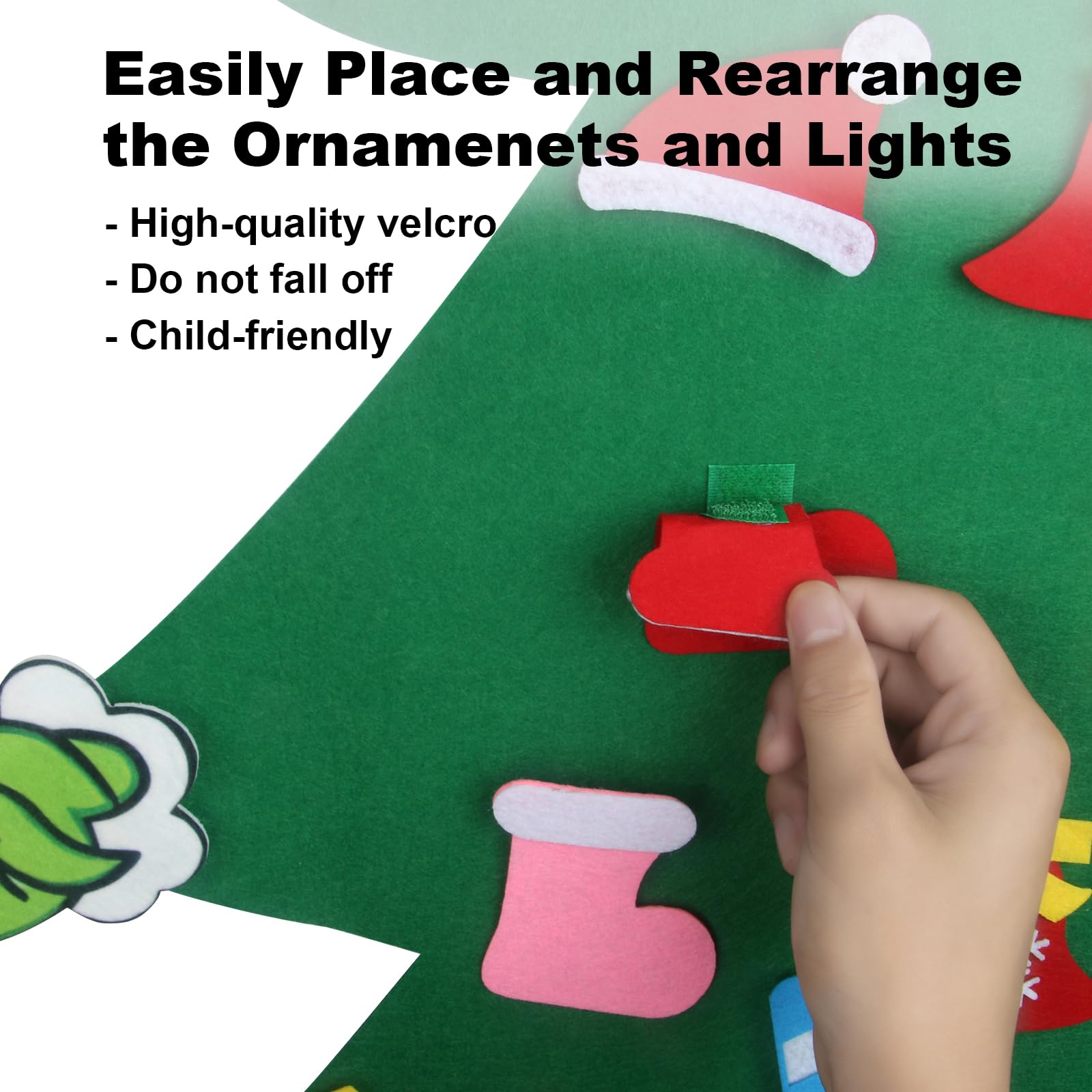 GameXcel 4.5ft Felt Christmas Tree for Toddlers with 37pcs Ornaments | Montessori Velcro DIY Xmas Decor | Holiday Kids Activity & Home Decoration | Perfect for Preschool Learning & Family Christmas Fun