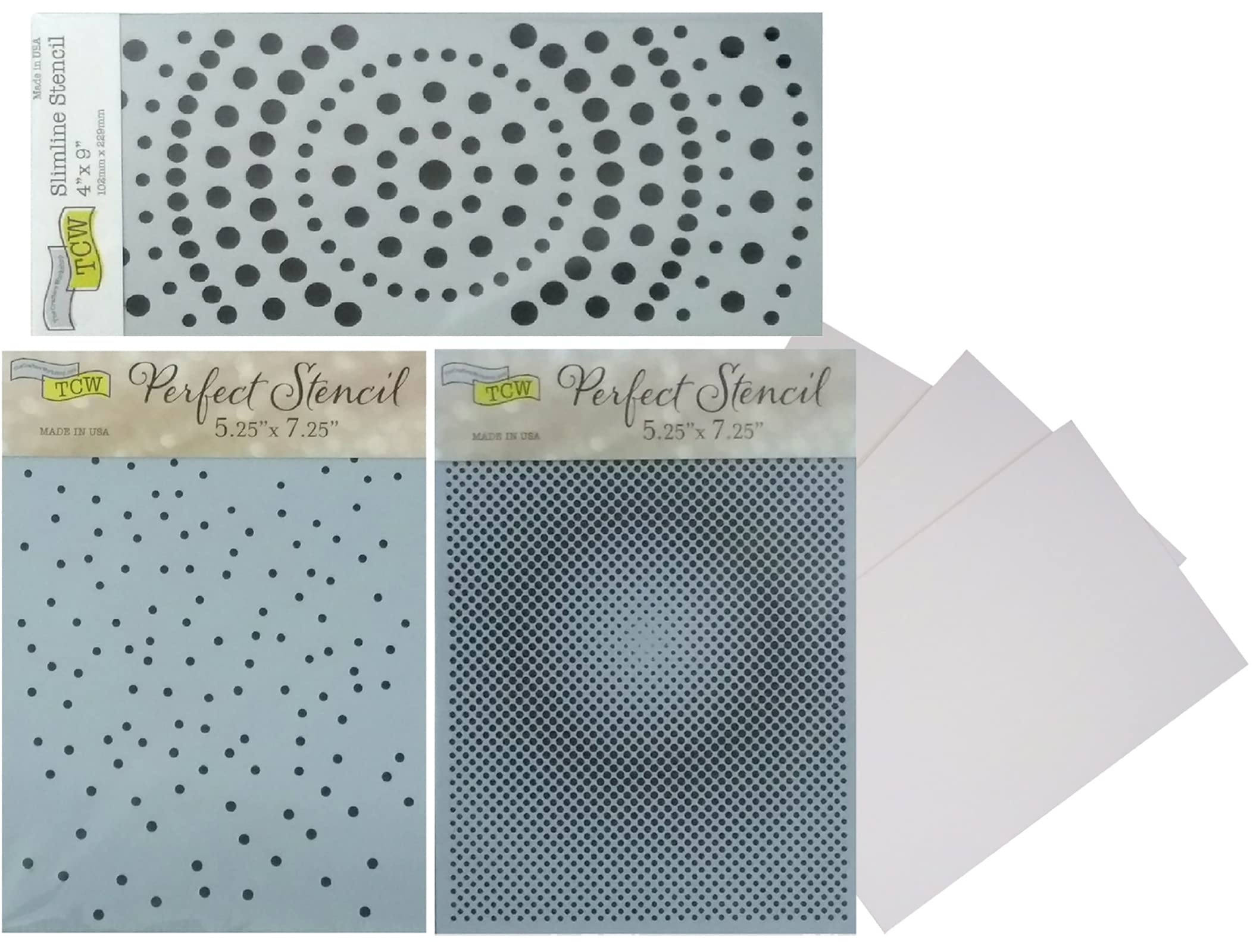 Mixed Media Stencils Set - Polka Dot, Bubble, Halftone & Grid Stencils for Painting, Card Making, Scrapbooking - Reusable DIY Circle Templates with White Cardstock - Perfect for Art Journals, Wall Decor & DIY Home Projects