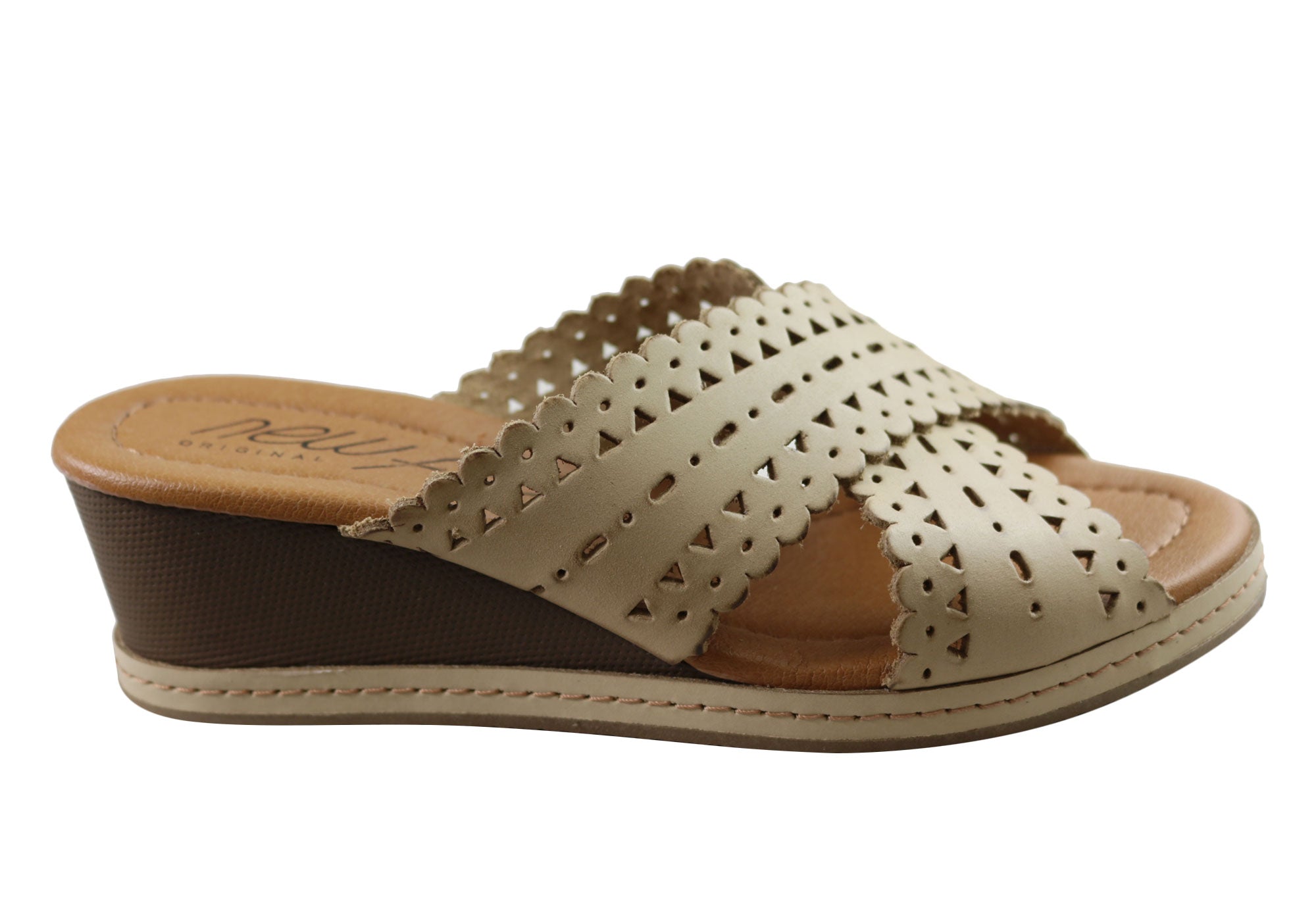 New Tory Women's Leather Wedge Slides Sandals - Comfortable Summer Casual Shoes for Women - Perfect for Beach, Vacation & Everyday Wear