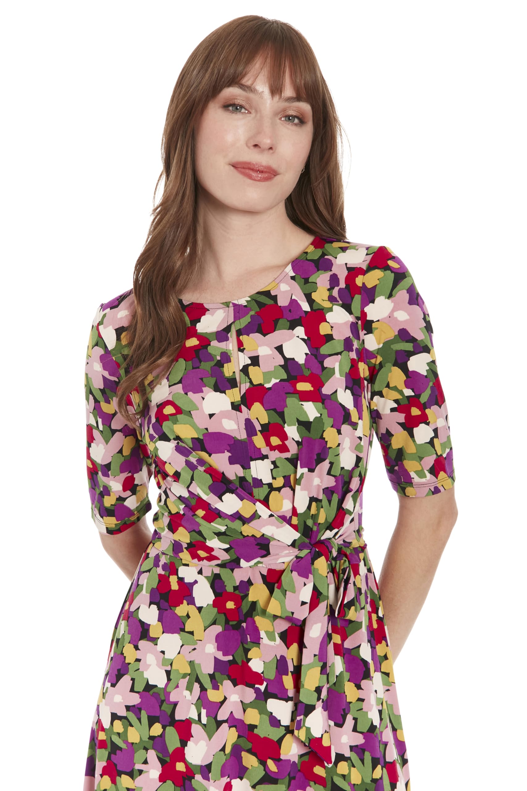 London Times Floral Wrap Dress for Women - Elegant Bridal Shower, Cocktail Party, Wedding Guest & Work Attire | Perfect for Formal Events, Office Wear & Special Occasions