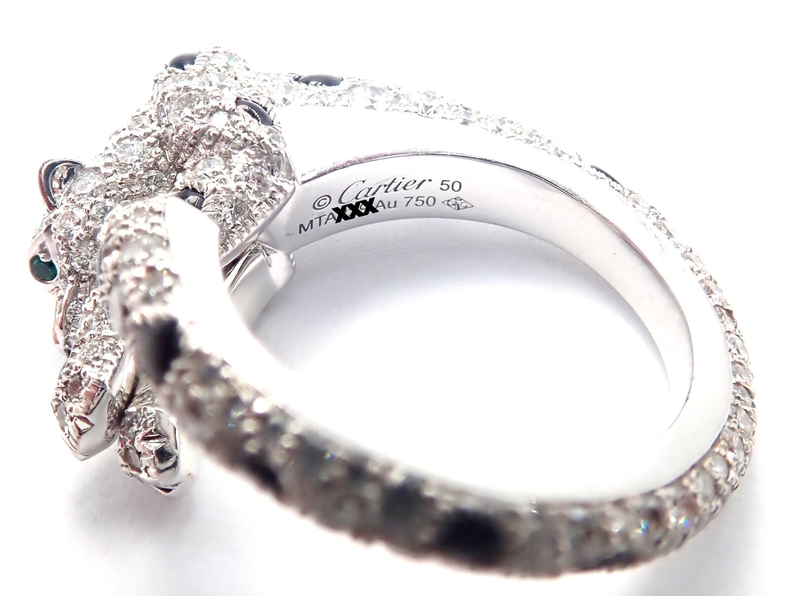 Authentic Cartier Panther Panthere 18K White Gold Diamond Onyx Ring - Luxury Jewelry for Women, Elegant Gift for Anniversary & Special Occasions