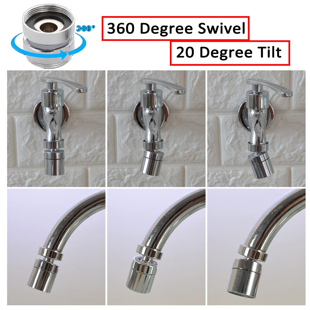 360 Degree Swivel Faucet Adapter - NPT Female 18mm to 22mm Male Thread Brass Connector for Kitchen Sink, Water Purifier & Tap Aerator | Perfect for Home, RV & Outdoor Use