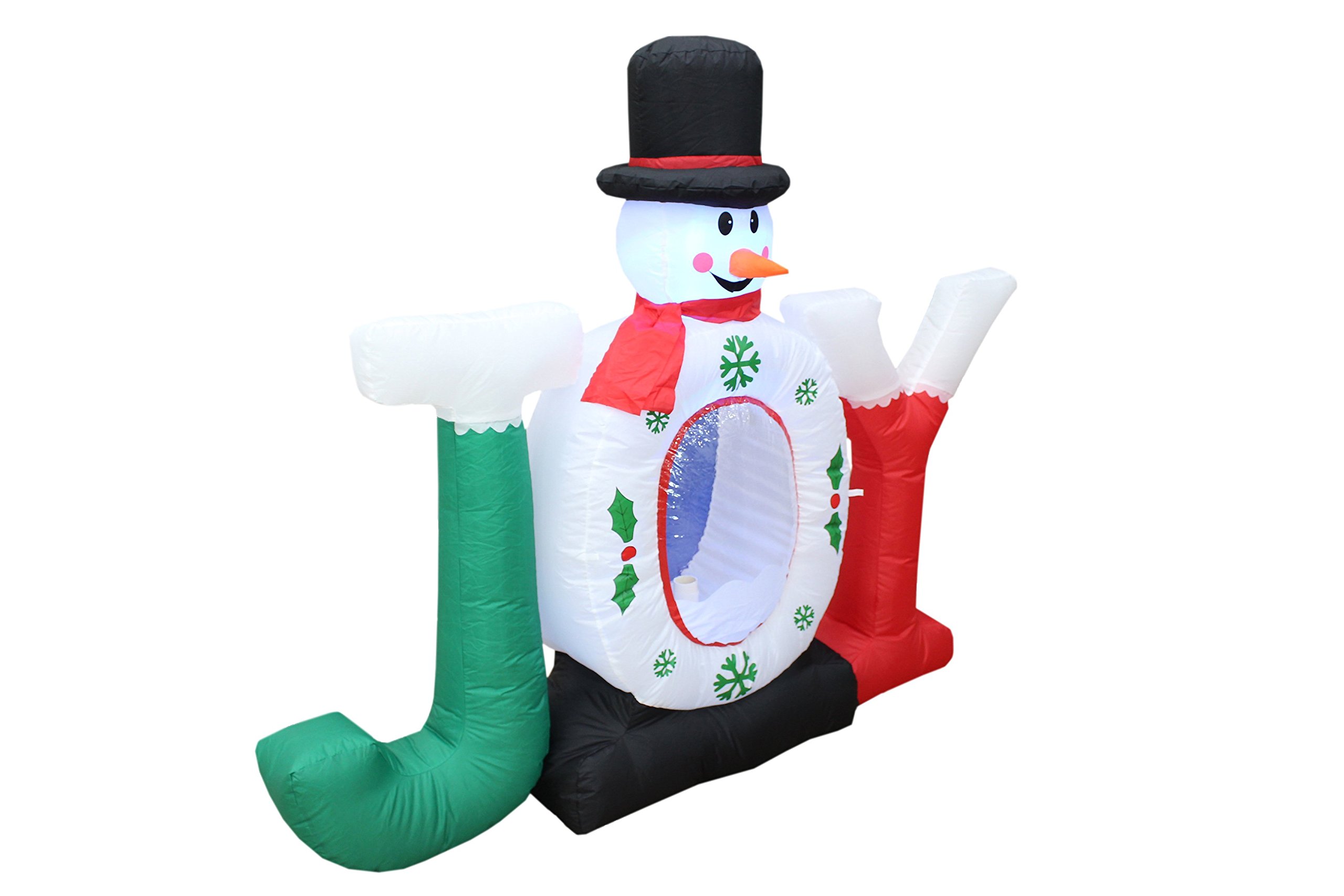 Christmas Party Decorations Bundle - 4ft Inflatable Joy Snowman Snow Globe & 8ft Inflatable Santa Claus on Fishing Boat - Perfect for Outdoor Yard Decor, Holiday Parties & Festive Home Decorations