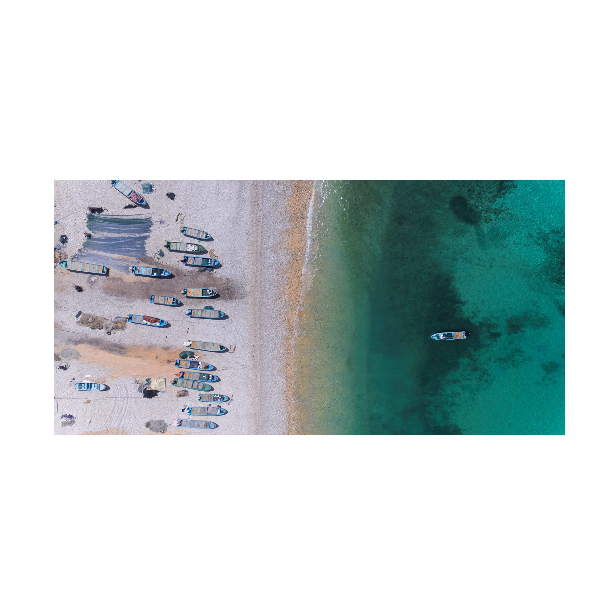 Trademark Fine Art 'Sea From The Sky' Canvas Wall Art Print by Haitham Al Farsi - Modern Ocean Landscape Painting for Living Room, Bedroom & Office Decor