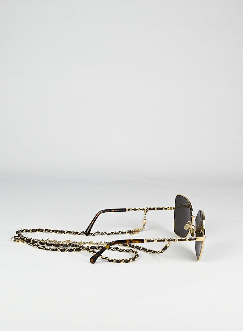 Chanel Square Chain Sunglasses - Luxury Designer Sunglasses for Women - Perfect for Beach, Travel & Fashion Accessories