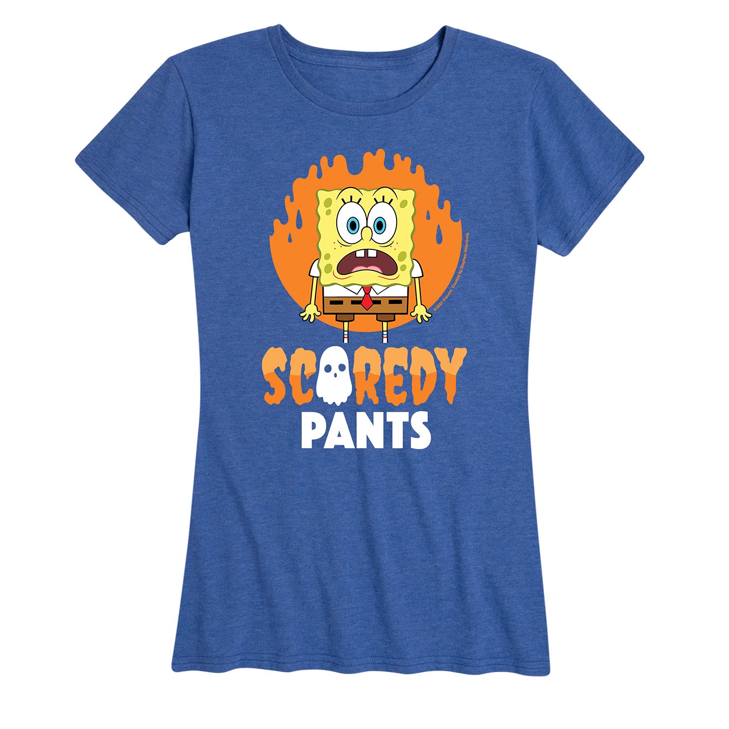 Spongebob Squarepants Scaredy Pants Women's Graphic T-Shirt - Funny Cartoon Short Sleeve Tee for Casual Wear, Cosplay & Pop Culture Fans