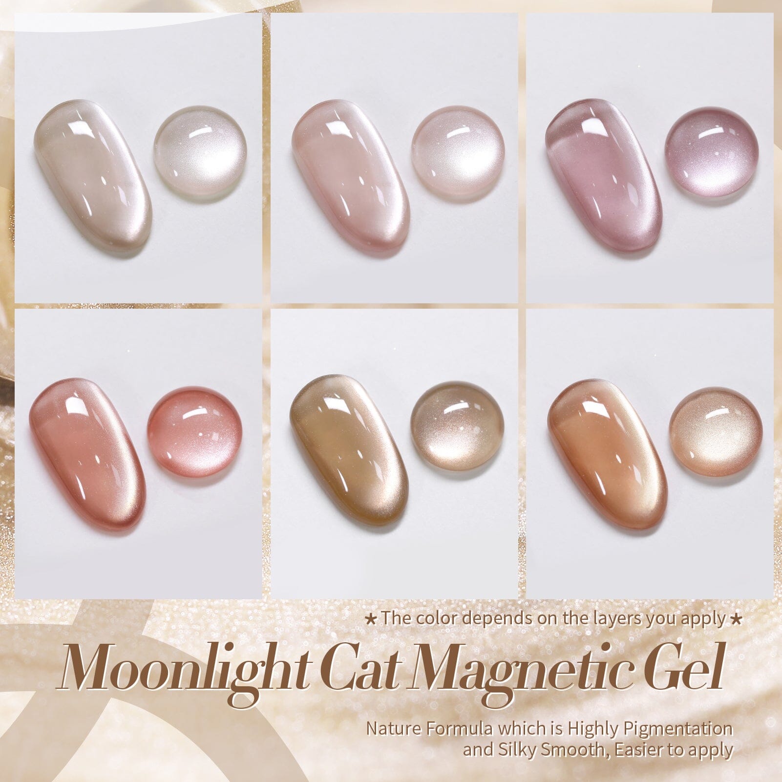6 Colors Moonlight Cat Magnetic Gel Polish Set - 7ml Nail Polish Kit for Long-Lasting Manicures, Perfect for Home & Salon Use