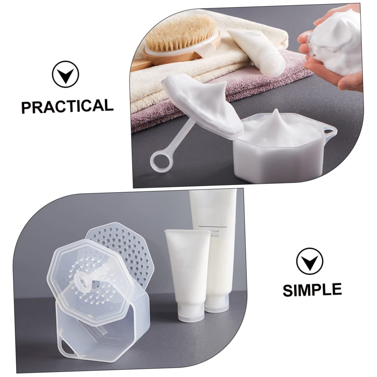 2 Sets Durable Foam Maker for Face Wash - Rich Cream Bubbler & Foamer Cup for Skincare - Korean Style White PP Foam Maker for Gentle Cleansing & Spa at Home