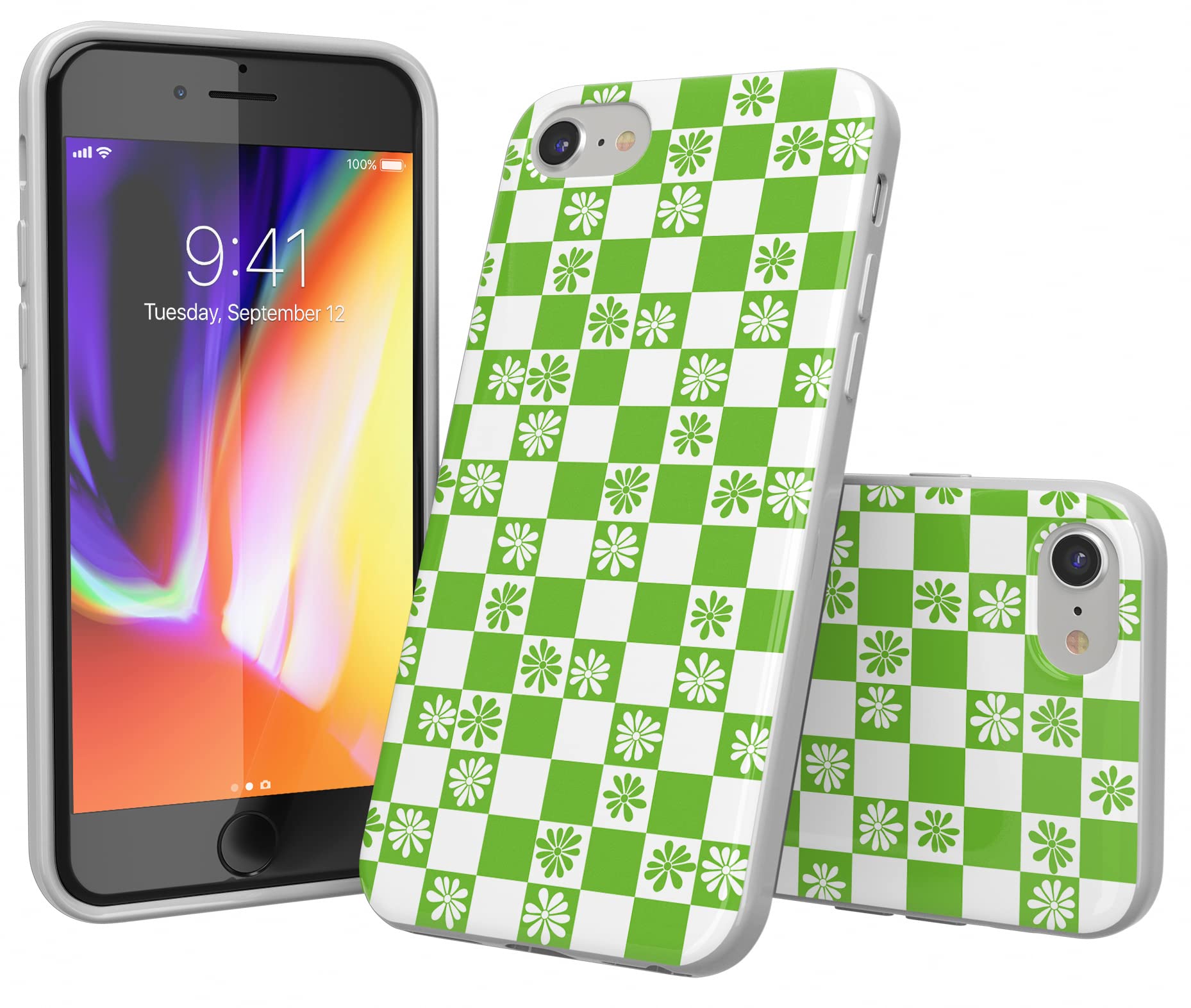 Casely iPhone X/XS Floral Case - Daisy Checkerboard Design | Slim Protective Phone Cover for Women | Perfect for Everyday Use, Work & Travel