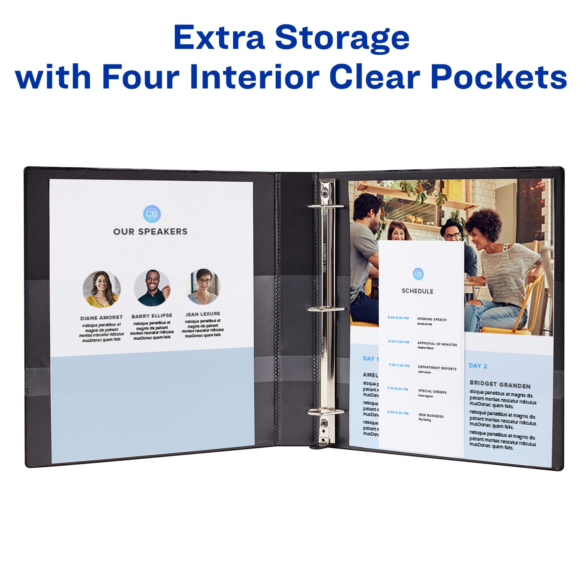 Avery Heavy-Duty 3 Ring Binder with One Touch EZD Rings - 5 Inch Capacity, 2.3/4.8 Inch Spine, Blue (79886) - Perfect for Office, School, and Document Organization