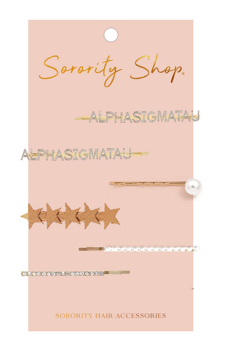 Alpha Sigma Tau Sorority Hair Clips - 6 Pack Hair Barrettes for Women & Girls - Perfect for Sorority Events, School, and Everyday Styling