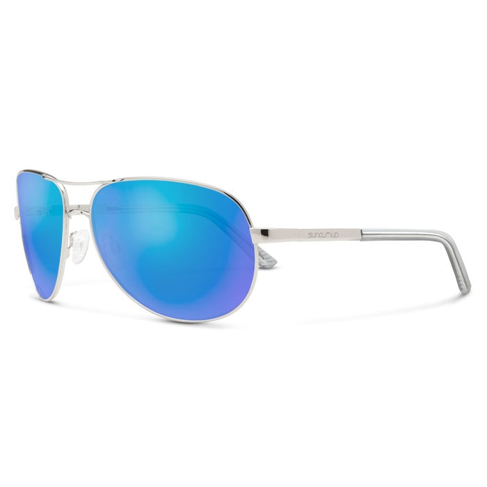 Aviator Silver Frame Polarized Blue Mirror Lens Sunglasses for Men & Women - UV Protection, Fashionable & Durable for Driving, Beach, Outdoor Activities