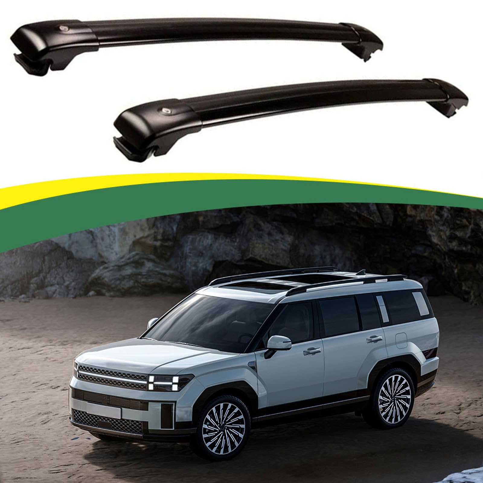 VERBANA Aluminum Roof Rack Cross Bars with Lock - Compatible with 2024 Hyundai Santa Fe | Lockable Luggage Rack for Rooftop Cargo Carrier, Kayak, Canoe, Bike & Snowboard (Black) | Perfect for Road Trips, Camping & Outdoor Adventures