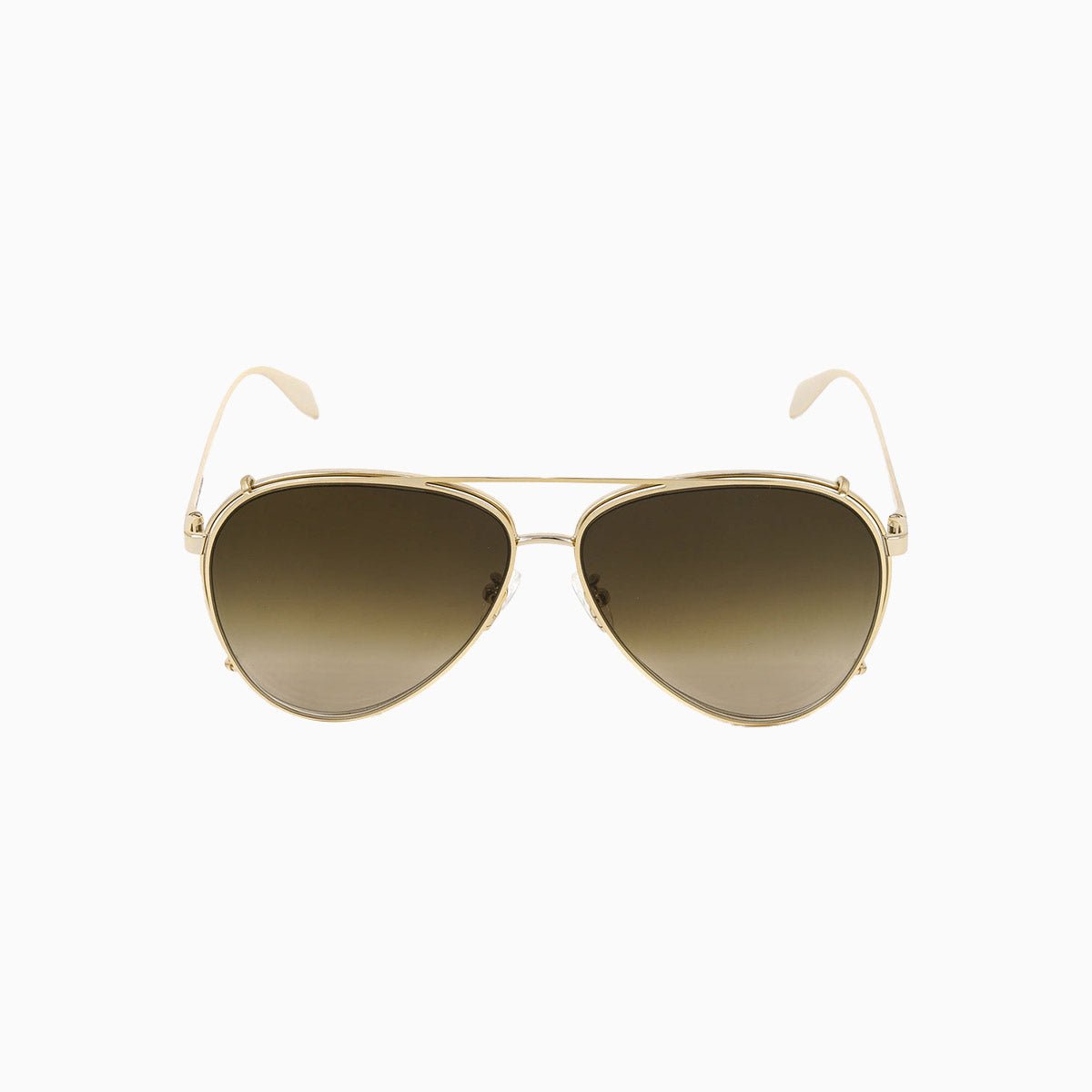 Alexander McQueen Pilot Gold Metal Sunglasses - Luxury Aviator Sunglasses for Men & Women - UV Protection - Perfect for Driving, Travel & Fashion