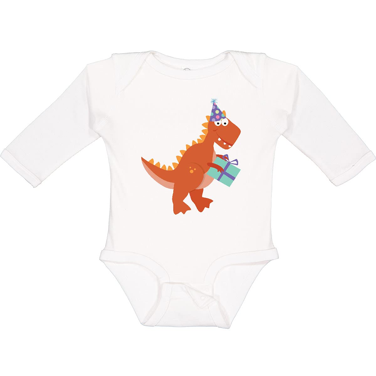 Inktastic Dinosaur Birthday Long Sleeve Creeper - Cute Dino Themed Baby Bodysuit for Boys & Girls | Perfect for 1st Birthday Parties, Photoshoots & Casual Wear